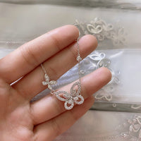 Thumbnail for Dainty CZ Inlaid S925 Sterling Silver Duo Butterfly Necklace - ArtGalleryZen