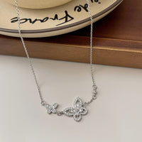 Thumbnail for Dainty CZ Inlaid S925 Sterling Silver Duo Butterfly Necklace - ArtGalleryZen
