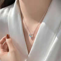 Thumbnail for Dainty CZ Inlaid Turquoise Moon Phase Star Necklace - ArtGalleryZen