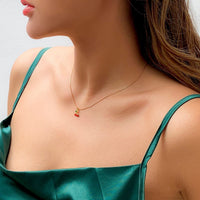 Thumbnail for Dainty Enamel Cherry Pendant Box Chain Choker Necklace - ArtGalleryZen