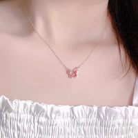 Thumbnail for Dainty Enamel Filigree Inlay Butterfly Necklace - ArtGalleryZen