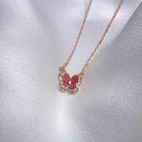 Thumbnail for Dainty Enamel Filigree Inlay Butterfly Necklace - ArtGalleryZen