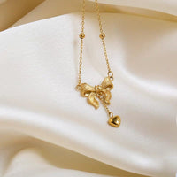 Thumbnail for Dainty Gold Bowknot Necklace - ArtGalleryZen