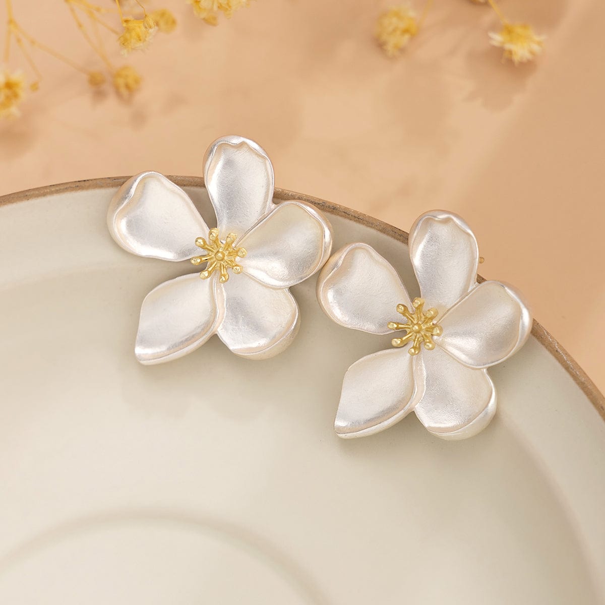 Dainty Gold Silver Plated Flower Stud Earrings - ArtGalleryZen