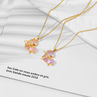 Thumbnail for Dainty Gold Silver Tone Bowknot Heart CZ Pendant Necklace - ArtGalleryZen