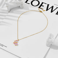 Thumbnail for Dainty Gold Silver Tone Bowknot Heart CZ Pendant Necklace - ArtGalleryZen