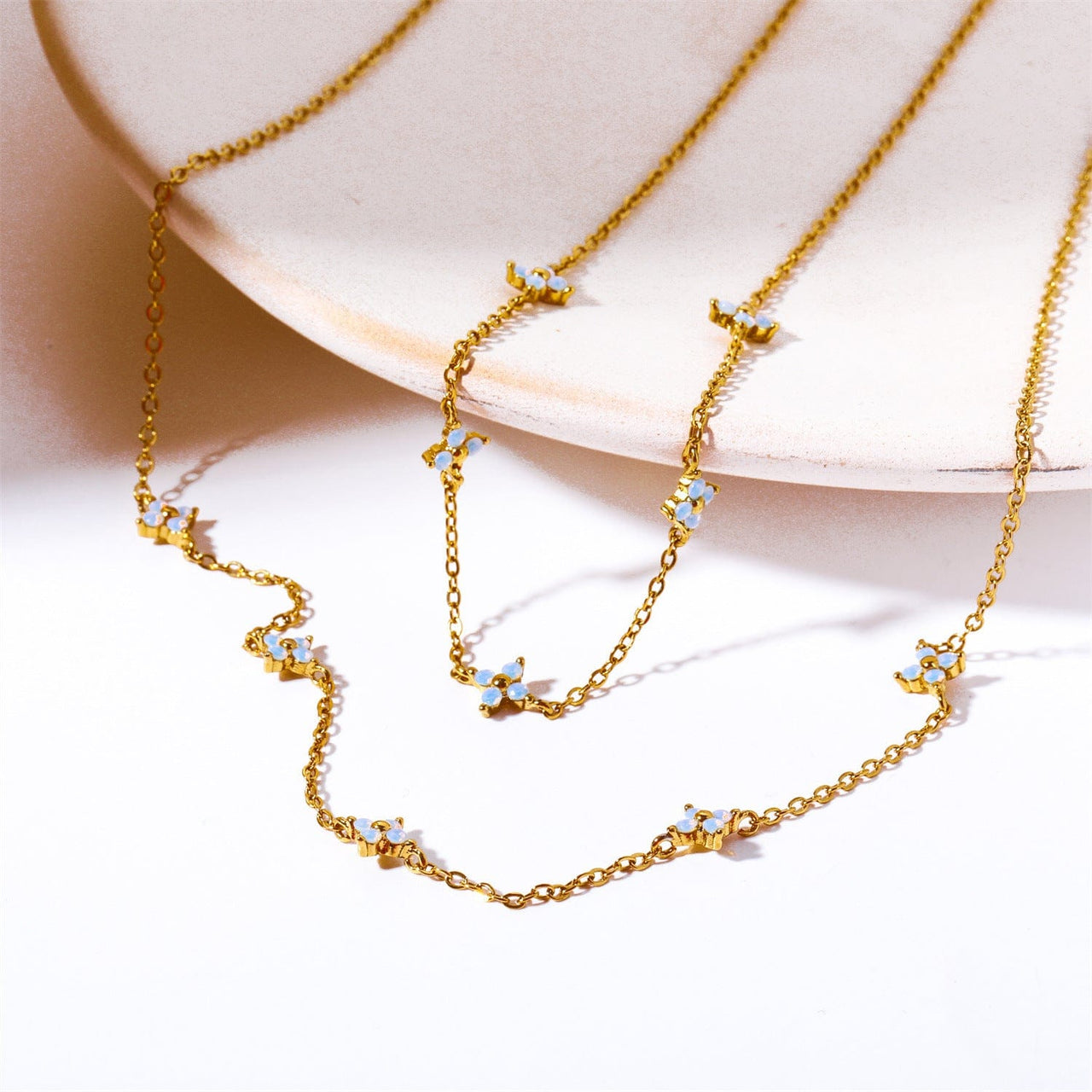 Dainty Handmade 18K Gold Crystal Flower Necklace - ArtGalleryZen