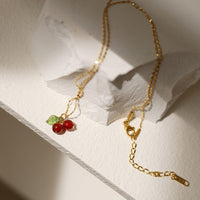 Thumbnail for Dainty Handmade Crystal Cherry Pendant Necklace - ArtGalleryZen