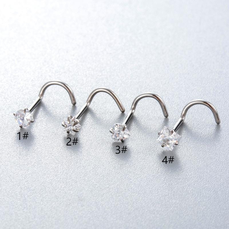 Dainty Heart Star CZ Stainless Steel Nose Piercing Nose Stud - ArtGalleryZen