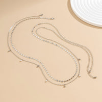 Thumbnail for Dainty Layered Pearl Ball Tassel Curb Belly Chain Set - ArtGalleryZen