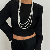 Thumbnail for Dainty Layered Pearl Chain Necklace - ArtGalleryZen