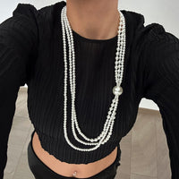 Thumbnail for Dainty Layered Pearl Chain Necklace - ArtGalleryZen