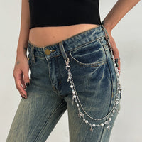 Thumbnail for Dainty Layered Star Pendant Pearl Trouser Chain - ArtGalleryZen