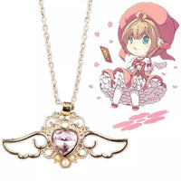 Thumbnail for Dainty Pearl Inlaid Colorful Crystal Angel Heart Wings Necklace - ArtGalleryZen