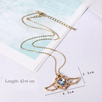 Thumbnail for Dainty Pearl Inlaid Colorful Crystal Angel Heart Wings Necklace - ArtGalleryZen