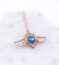 Thumbnail for Dainty Pearl Inlaid Colorful Crystal Angel Heart Wings Necklace - ArtGalleryZen