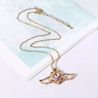 Thumbnail for Dainty Pearl Inlaid Colorful Crystal Angel Heart Wings Necklace - ArtGalleryZen