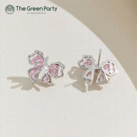 Thumbnail for Dainty Pink Crystal Bowknot Pearl Earrings - ArtGalleryZen