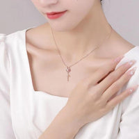 Thumbnail for Dainty Pink Crystal English Rose Necklace - ArtGalleryZen