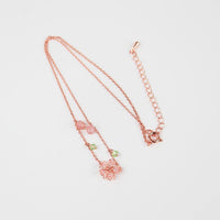 Thumbnail for Dainty Pink Crystal Flower Charm Necklace - ArtGalleryZen