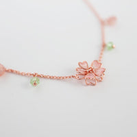 Thumbnail for Dainty Pink Crystal Flower Charm Necklace - ArtGalleryZen