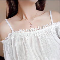 Thumbnail for Dainty Pink Crystal Pendant Necklace - ArtGalleryZen