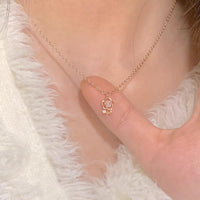 Thumbnail for Dainty Pink Crystal Rose Pendant Necklace - ArtGalleryZen