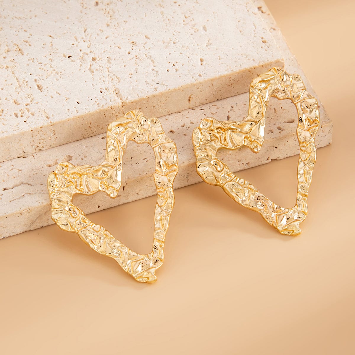 Dainty Pleated Heart Stud Earrings - ArtGalleryZen