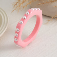 Thumbnail for Dainty Polygon Pearl Resin Bangle Bracelet - ArtGalleryZen