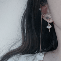 Thumbnail for Dainty Rhinestone Inlaid Ballet Dancer Dangle Long Chain Ear Clip Earring - ArtGalleryZen