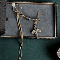 Thumbnail for Dainty Rhinestone Inlaid Ballet Dancer Dangle Long Chain Ear Clip Earring - ArtGalleryZen