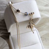 Thumbnail for Dainty Rhinestone Inlaid Ballet Dancer Dangle Long Chain Ear Clip Earring - ArtGalleryZen