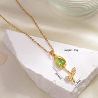 Thumbnail for Dainty Rhinestone Inlaid Crystal Tulip Pendant Necklace - ArtGalleryZen
