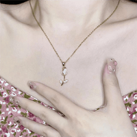 Thumbnail for Dainty Rhinestone Inlaid Crystal Tulip Pendant Necklace - ArtGalleryZen
