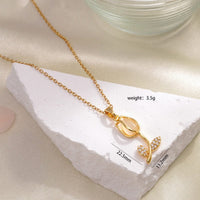 Thumbnail for Dainty Rhinestone Inlaid Crystal Tulip Pendant Necklace - ArtGalleryZen