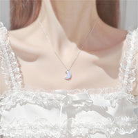 Thumbnail for Dainty S925 Silver Gradient Water Ripple Moon Heart Star Necklace - ArtGalleryZen