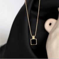 Thumbnail for Dainty S925 Sterling Silver Enamel Square Pendant Box Chain Necklace - ArtGalleryZen