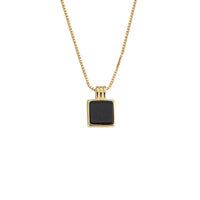 Thumbnail for Dainty S925 Sterling Silver Enamel Square Pendant Box Chain Necklace - ArtGalleryZen