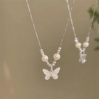 Thumbnail for Dainty Silver Butterfly Necklace - ArtGalleryZen