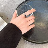 Thumbnail for Dainty Silver Plated Black Heart Ring - ArtGalleryZen