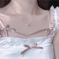 Thumbnail for Dainty Sterling Silver Zirconia Butterfly Necklace - ArtGalleryZen