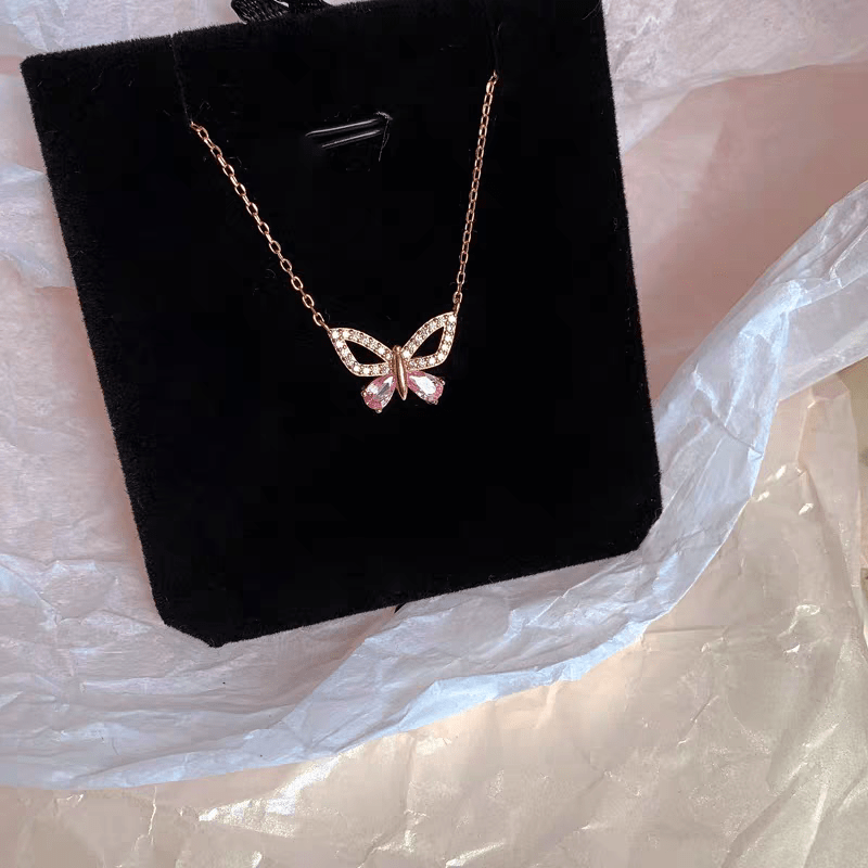 Dainty Sterling Silver Zirconia Butterfly Necklace - ArtGalleryZen