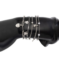 Thumbnail for Delicate Layered Heart Butterfly Star Tassel Pearl Cable Chain Bracelet Set - ArtGalleryZen