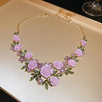 Thumbnail for Delicate Pearl Rhinestone Inlaid Enamel Camellia Flower Necklace Bracelet Earrings - ArtGalleryZen
