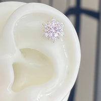 Thumbnail for Delicate Pink CZ Rose Snowflake Stud Earrings Set - ArtGalleryZen