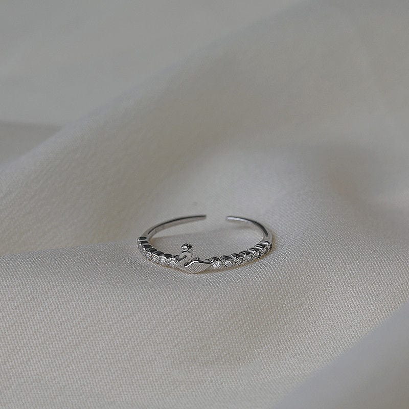 Delicate S925 Silver Swan Open Ring - ArtGalleryZen