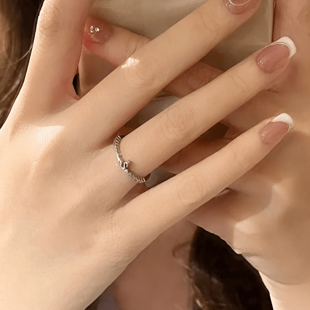 Delicate S925 Silver Swan Open Ring - ArtGalleryZen
