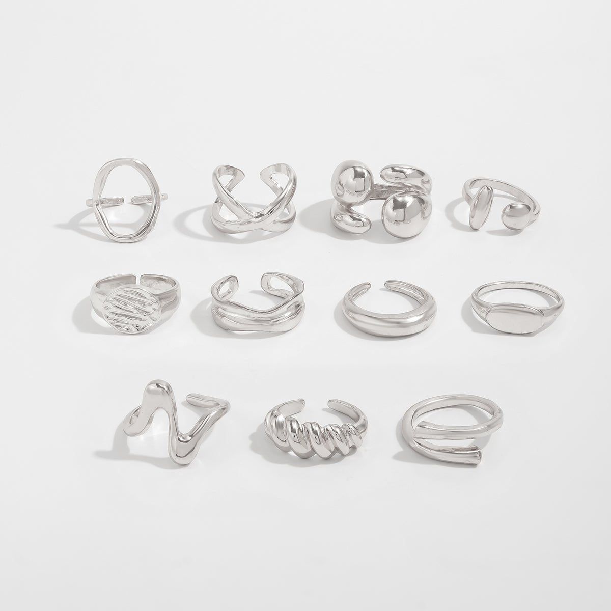 Elegant 11pcs Heart Waterdrop Twisted Ring Set - ArtGalleryZen