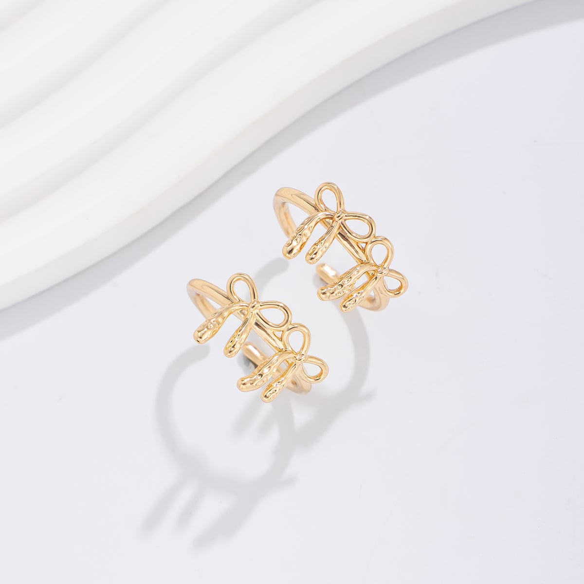 Elegant 2Pcs Duo Bowknot Ring Set - ArtGalleryZen