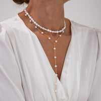 Thumbnail for Elegant 2pcs Gold Plated Pearl Chain Y Necklace Set - ArtGalleryZen